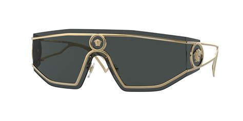 Versace VE 2226 100287 Gold Metal Shield Sunglasses Grey Lens